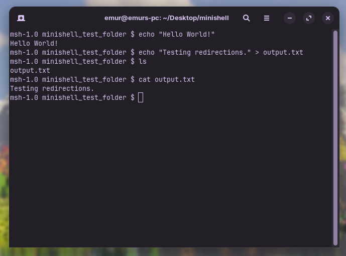 Minishell screenshot 1